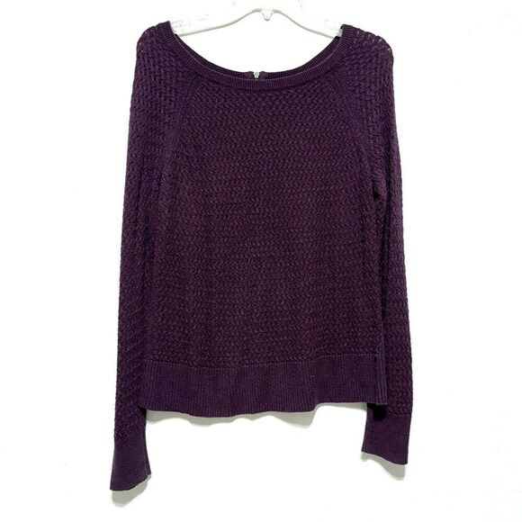 American Eagle Outfitters Sweaters - American Eagle Open Knit Long Sleeve Round Neck Sweater Purple Women size Large